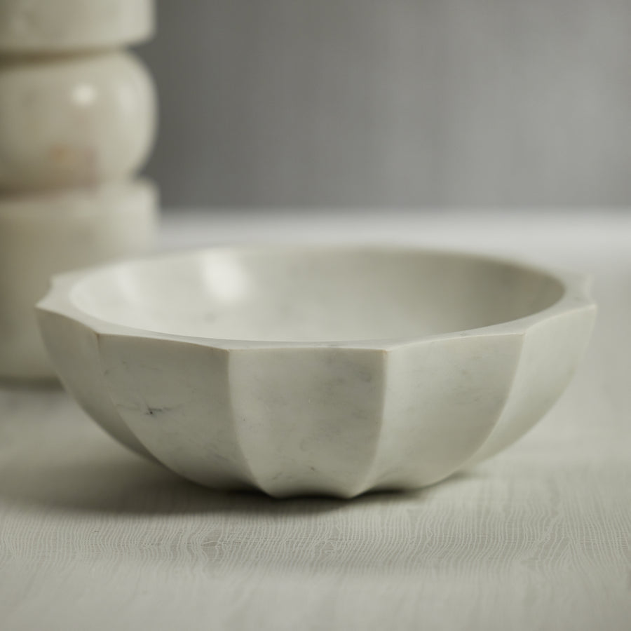 Kenzi Scalloped Marble Bowl - Decorative Bowls by Carlyle Avenue
