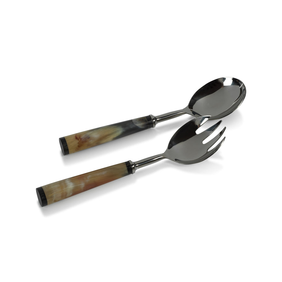 Langham Salad Server Set with Horn Handles - Small - Serveware by Carlyle Avenue