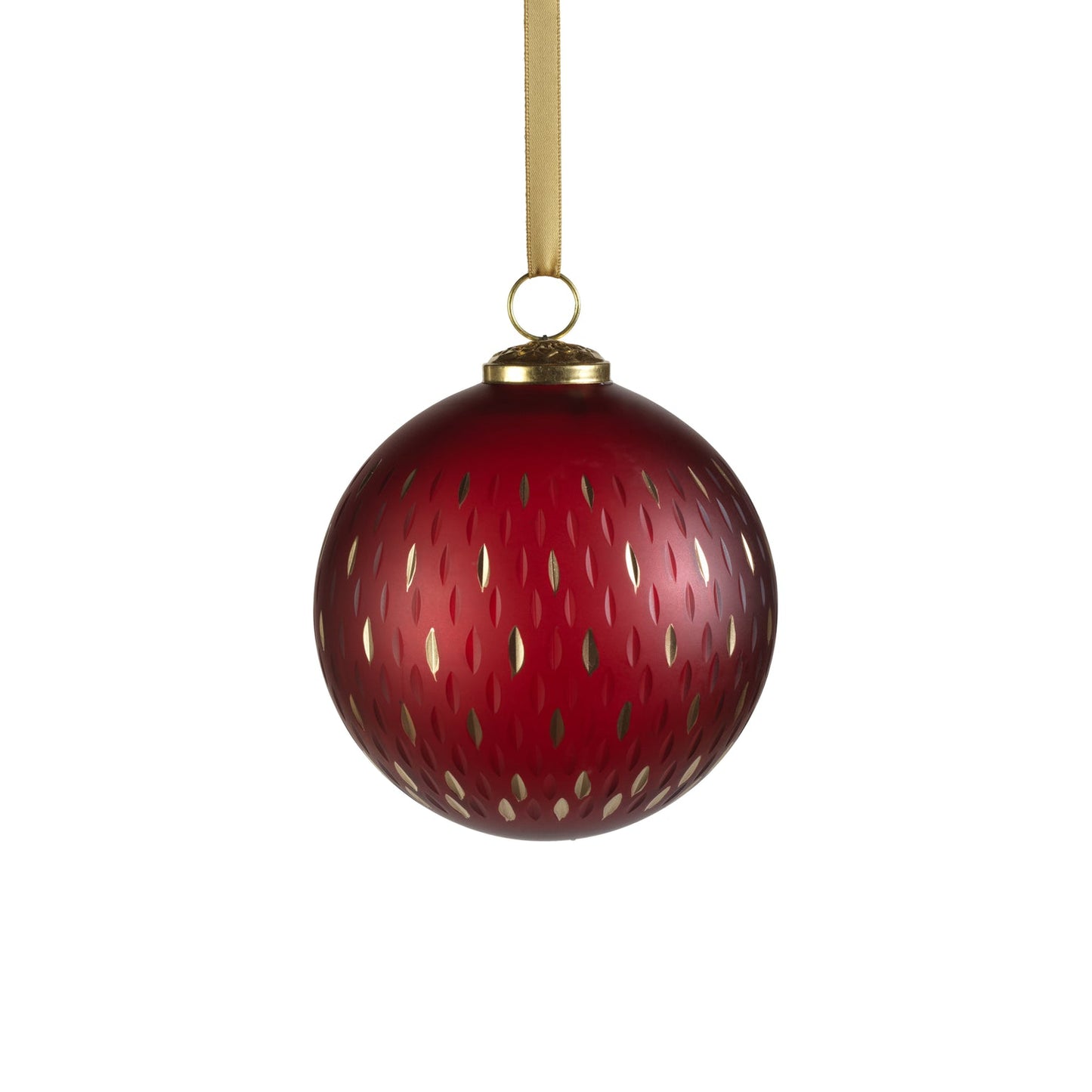 Frosted & Etched in Gold Glass Ornament - Red - Ornaments by Carlyle Avenue