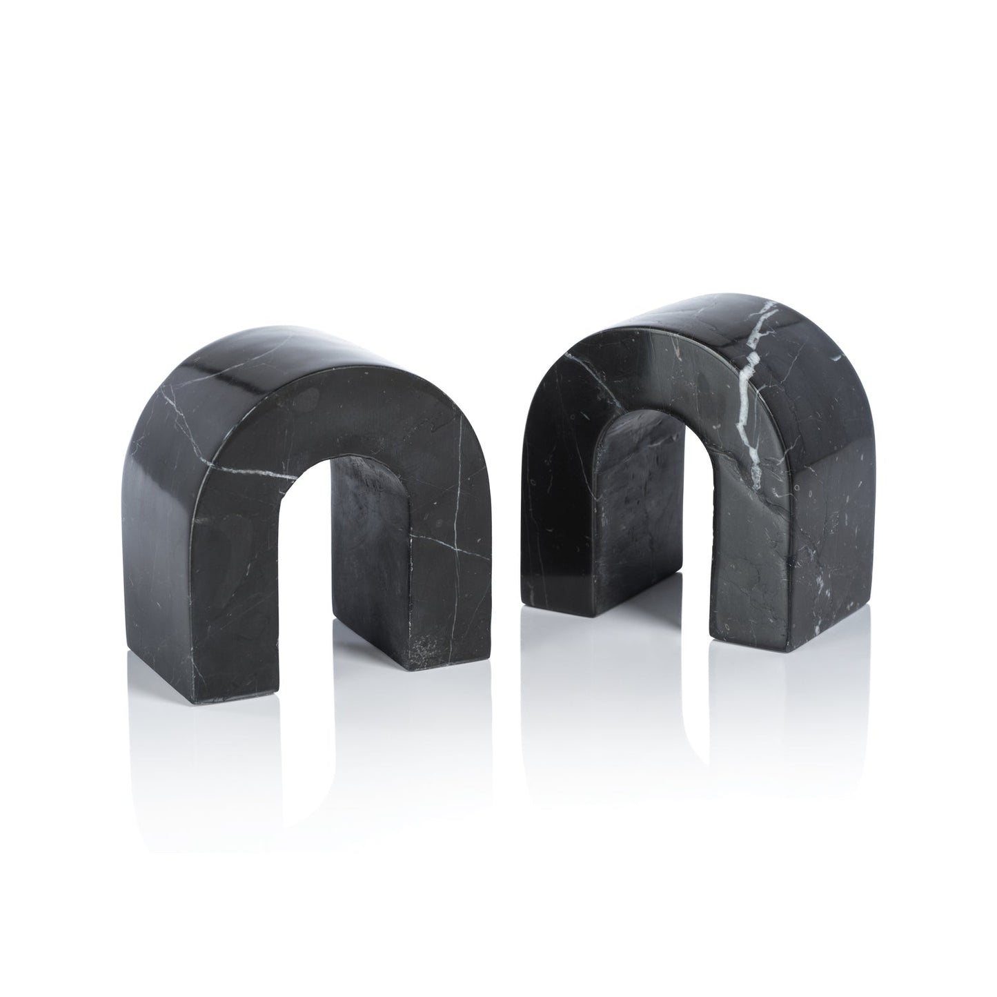 Marquino Marble Bookends - Set of 2 - Black - Bookends by Carlyle Avenue