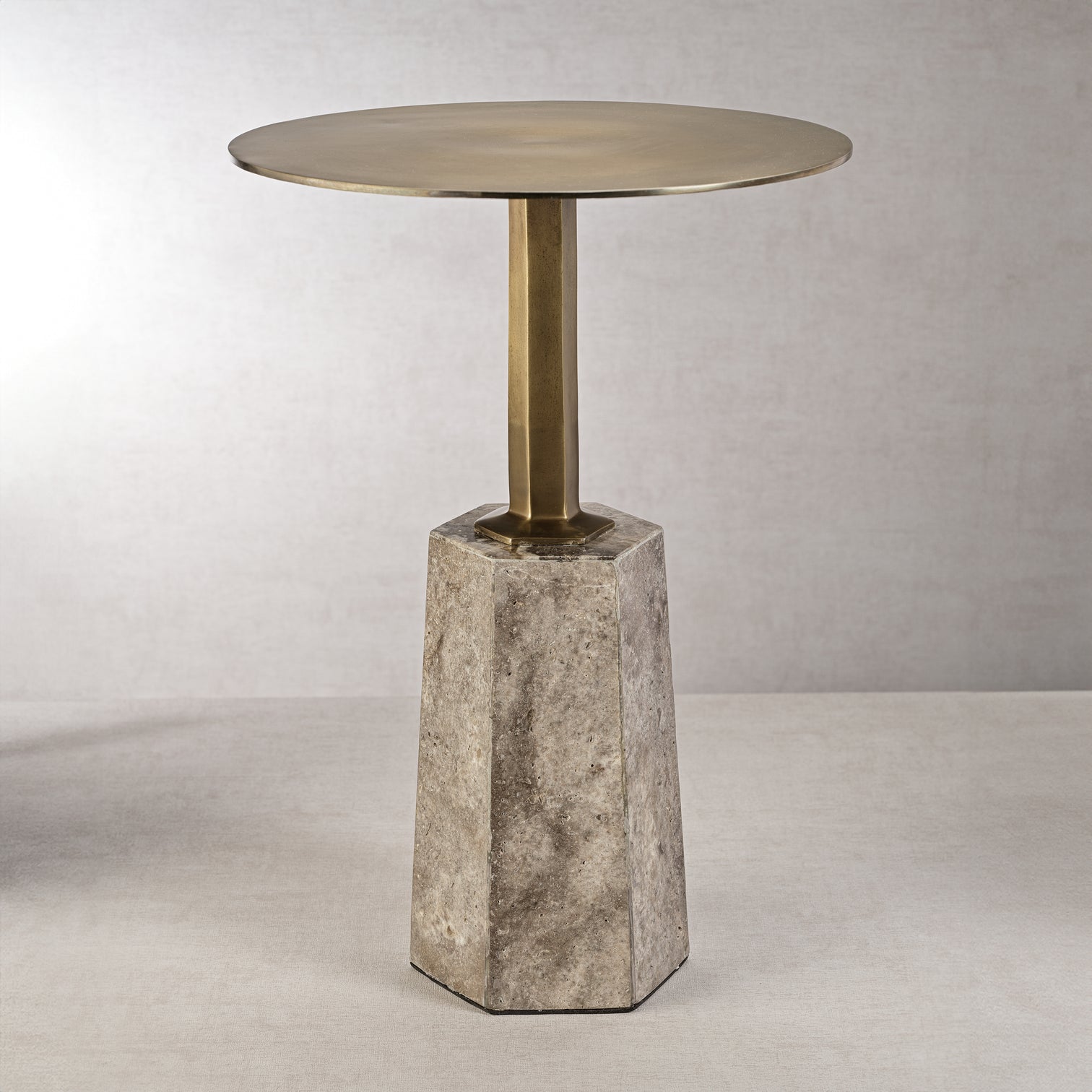 Beaufort Antique Brass Side Table on Marble Base