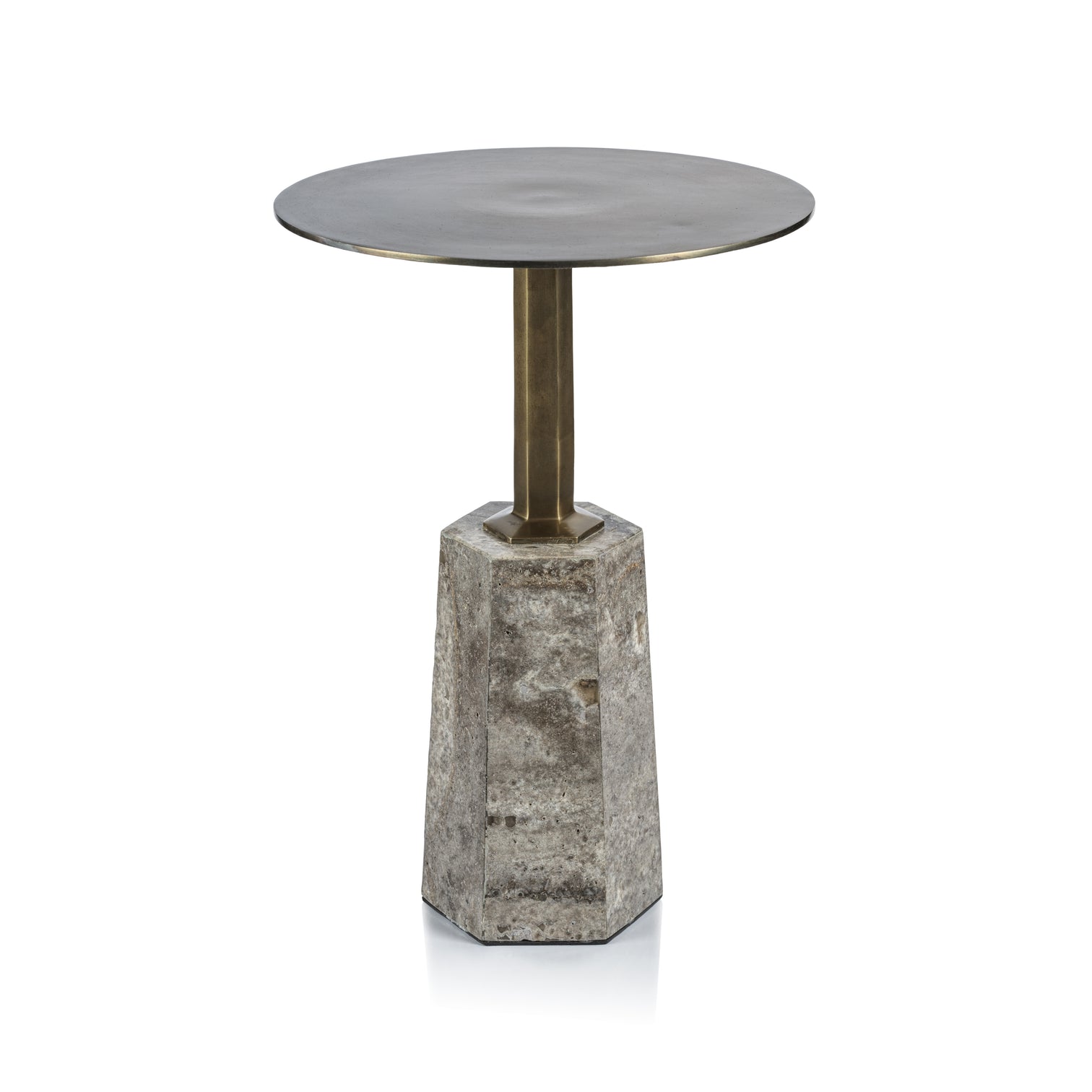 Beaufort Antique Brass Side Table on Marble Base