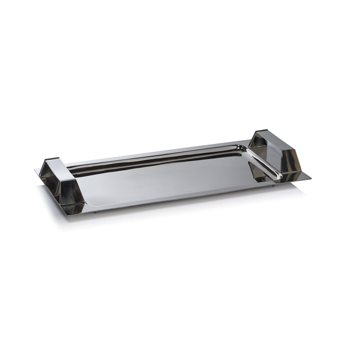 The Berkeley Rectangular Bar Tray with Horn Trim - Polished Nickel - Trays by Carlyle Avenue