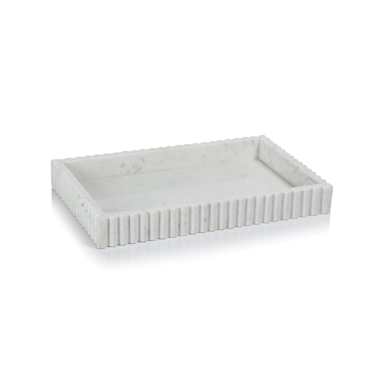 Camogli Scalloped Marble Tray - White - Tray by Carlyle Avenue