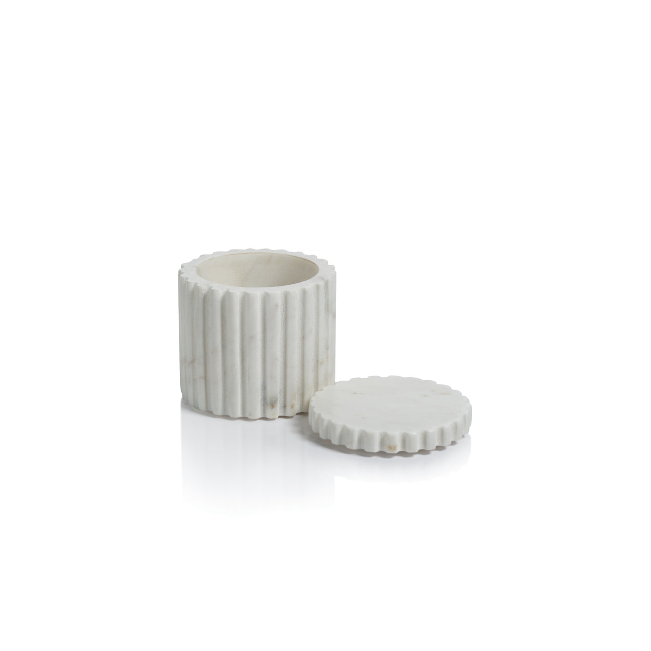 Camogli Fluted White Marble Canister with Lid - Jar by Carlyle Avenue