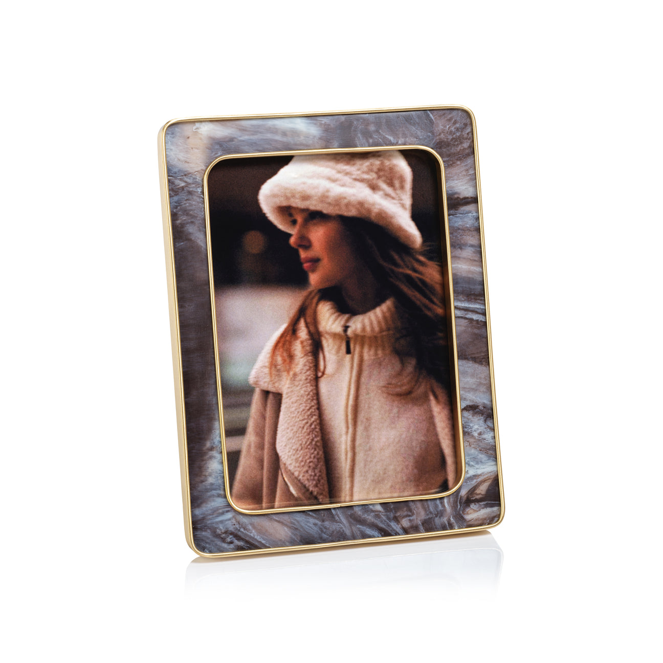 Marbled Hazel Resin Photo Frame w/ Brass Trim - Picture Frames by Carlyle Avenue