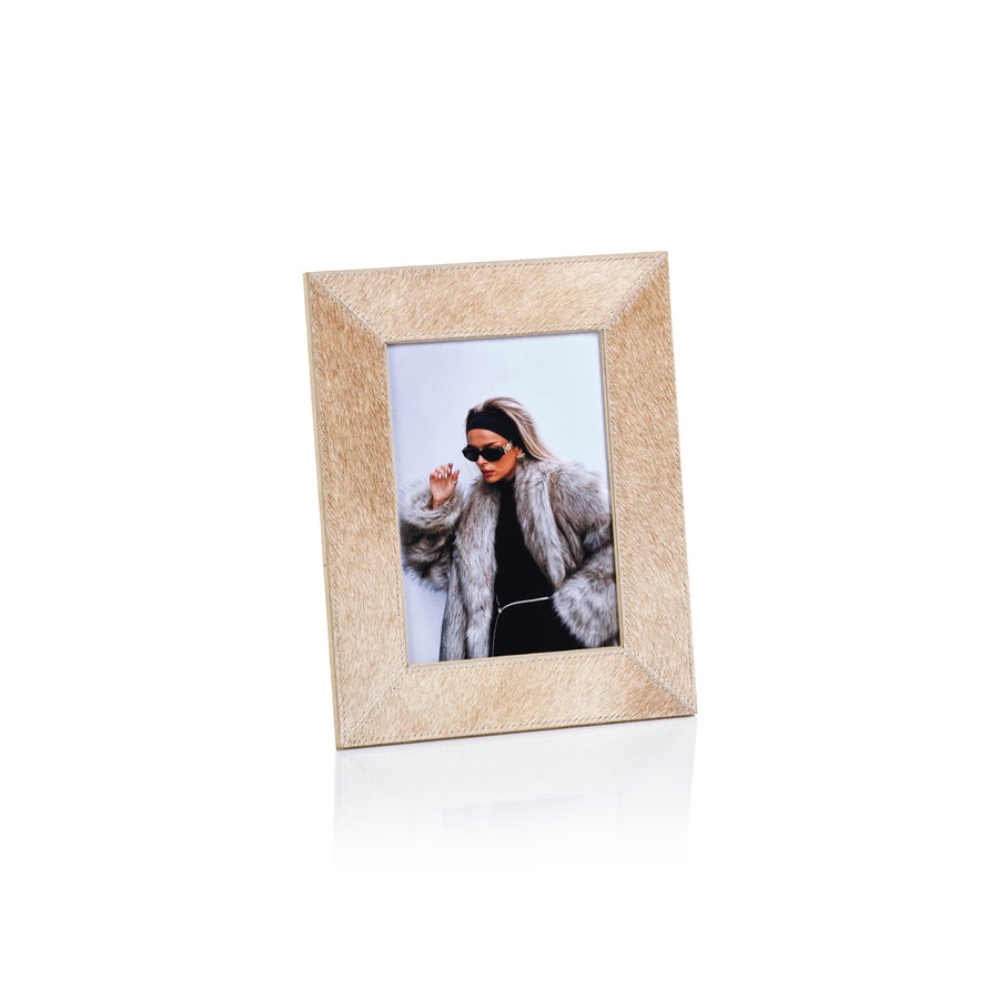 Corviglia Hair-On Hide Leather Photo Frame - Tan - Picture Frames by Carlyle Avenue