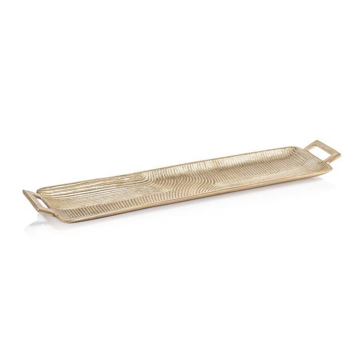 Golden Textured Aluminum Tray - Trays by Carlyle Avenue