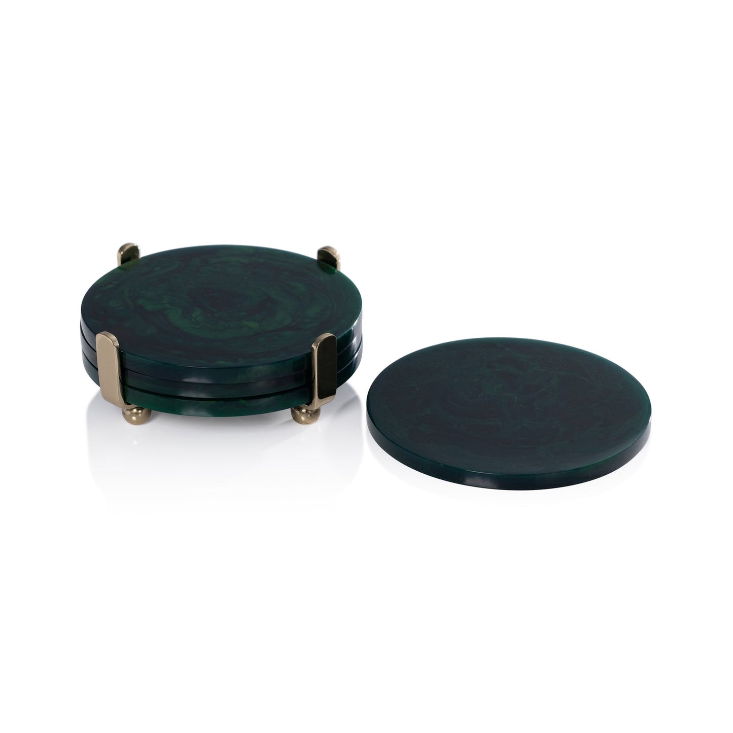 Spiga Coasters Set on Stand - Gold & Green - Barware by Carlyle Avenue
