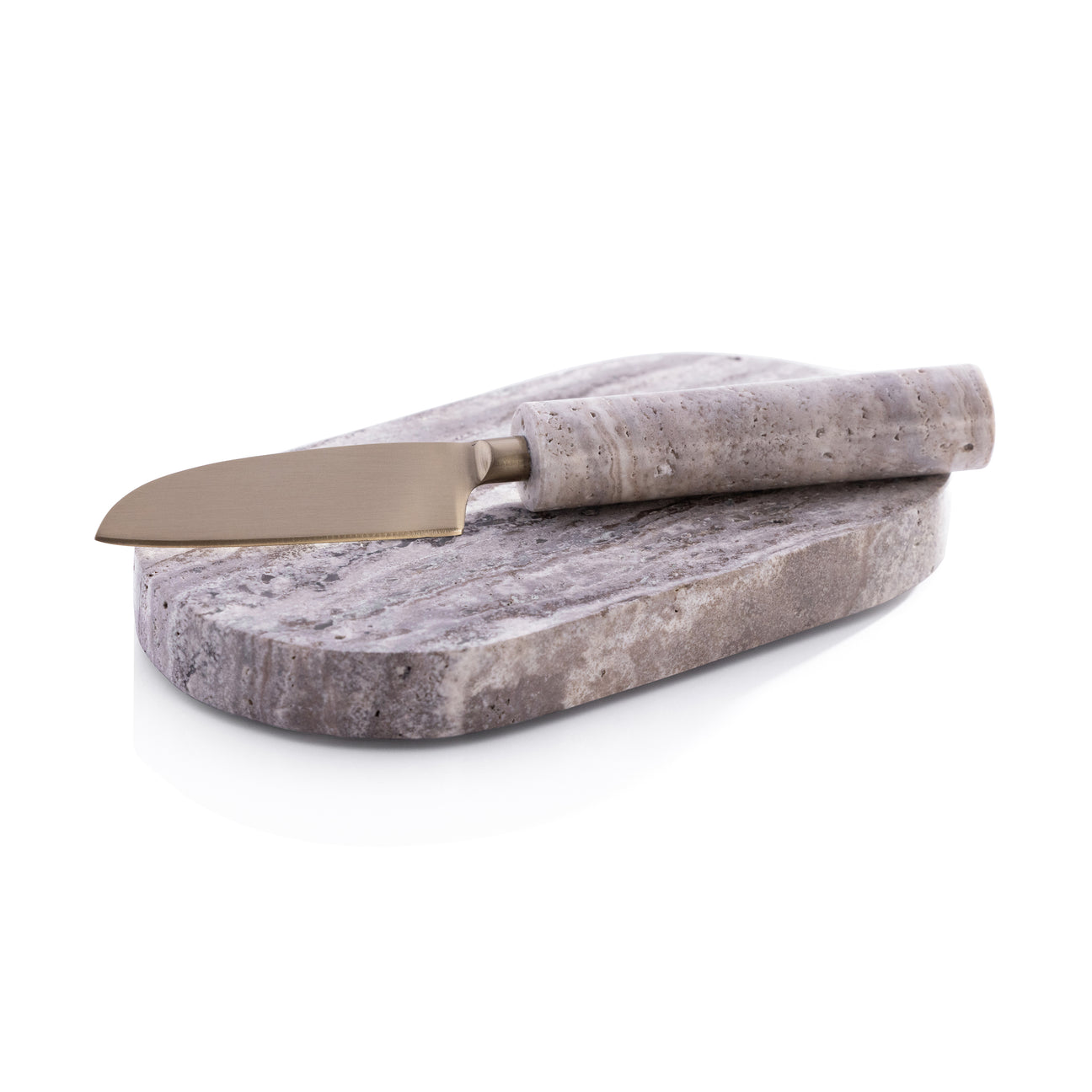 Marble Cutting Board with Cutting Knife - Travertine - Kitchenware by Carlyle Avenue