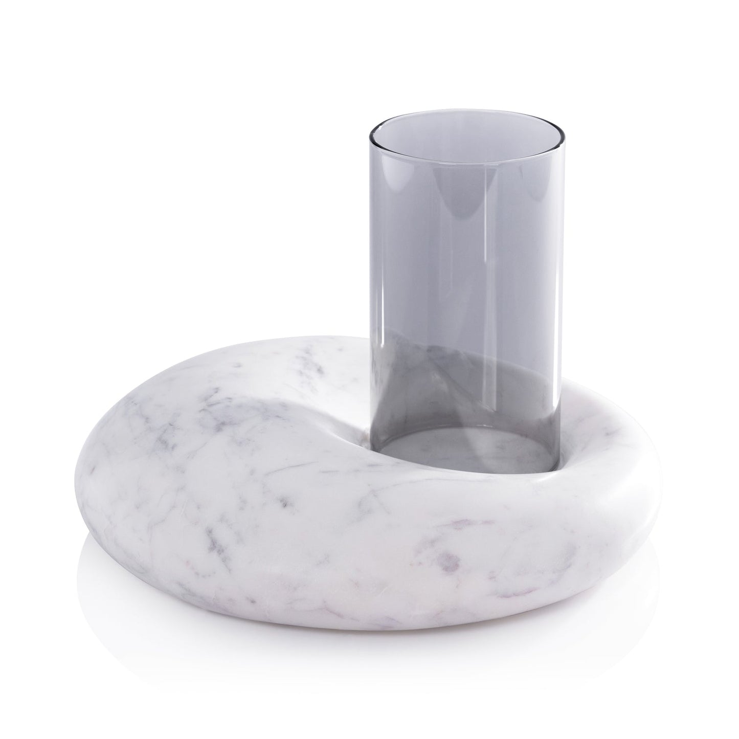 Omani Marble Base with Smoke Glass Hurricane