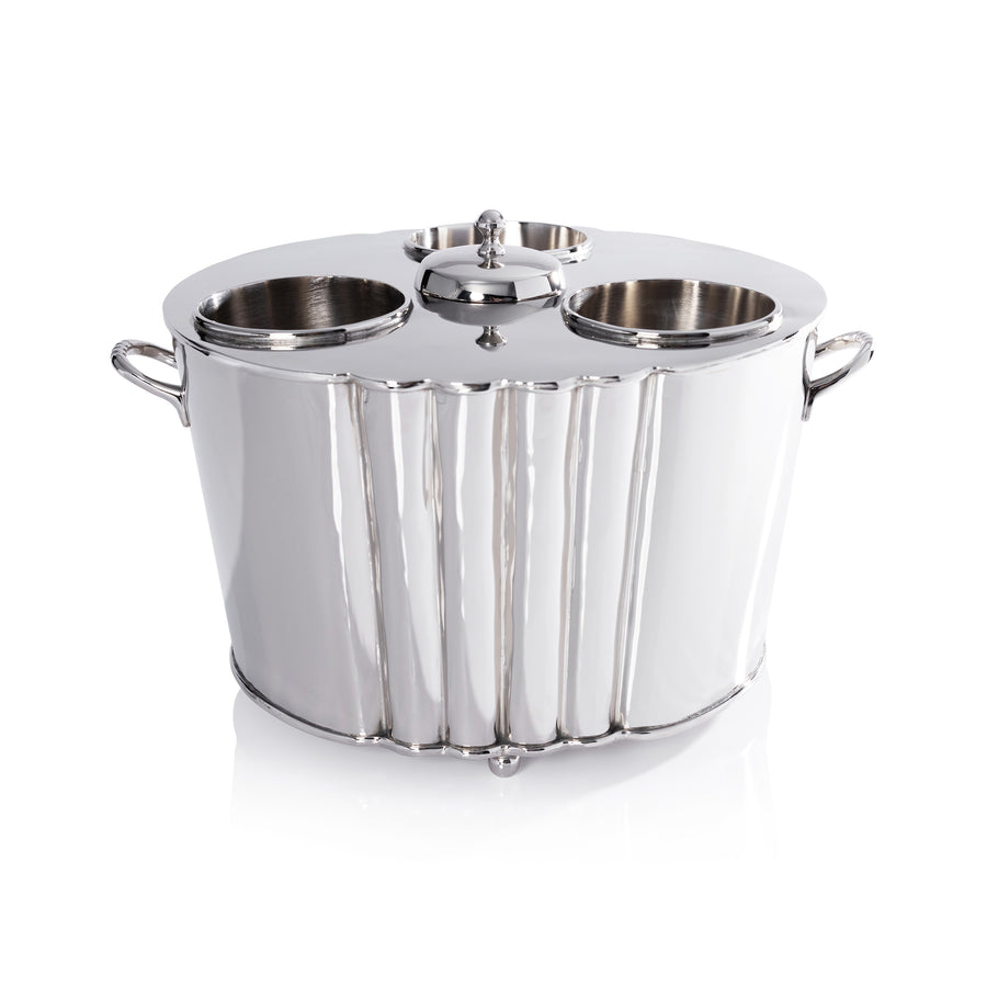 Alsace Brass Three-Bottle Cooler - Polished Nickel - Barware by Carlyle Avenue