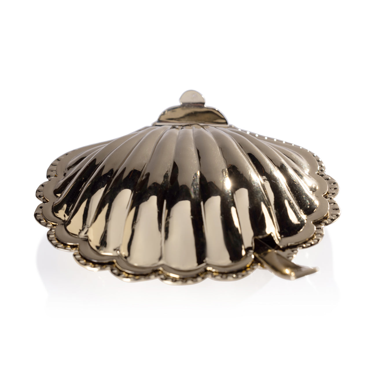Cap Ferrat Fan Shell Lidded Bowl with Spoon - Polished Gold - Bowls by Carlyle Avenue