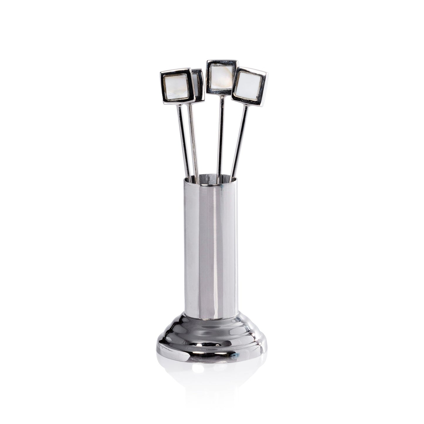 Spiga Set of 4 Cocktail Picks with Stand - Polished Nickel