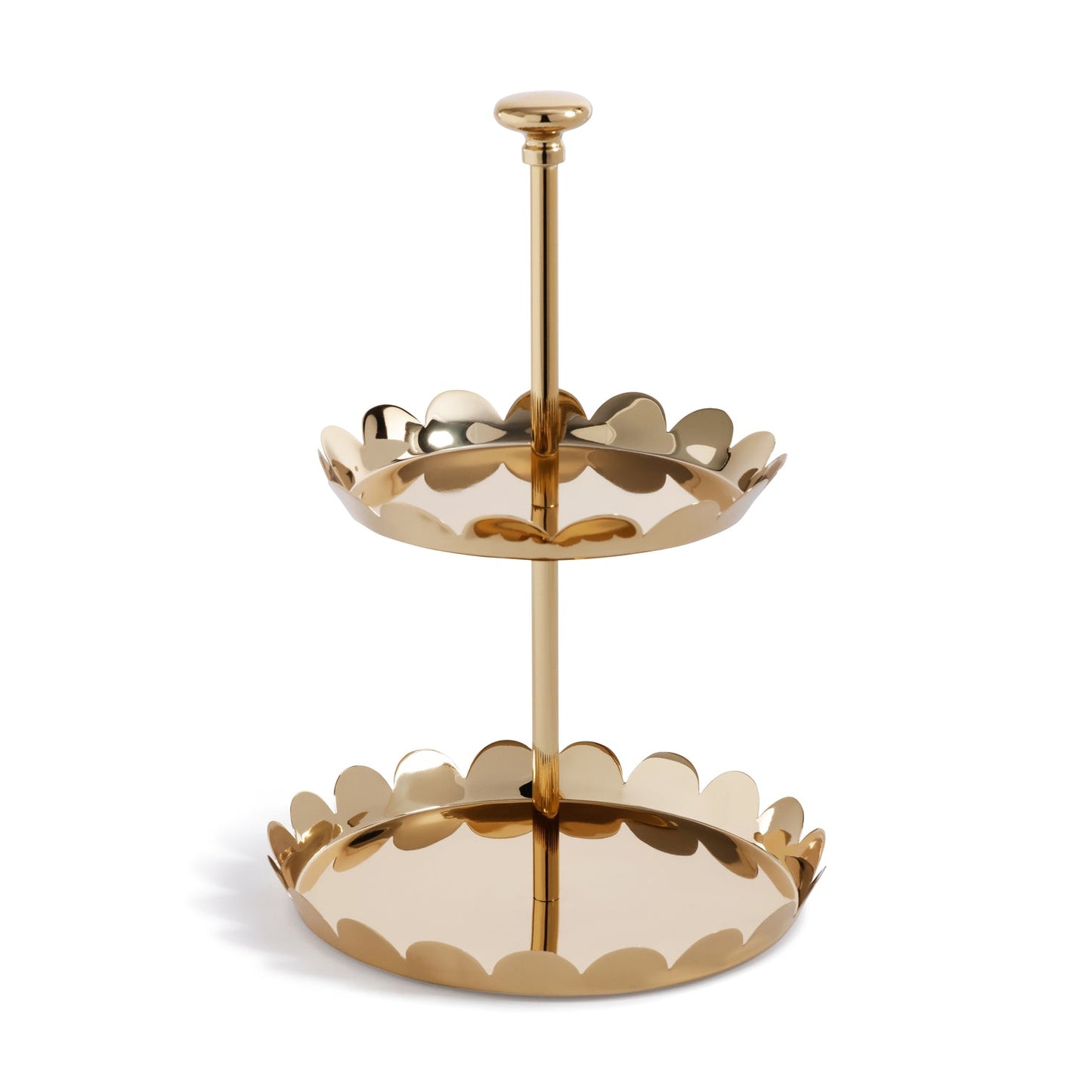 Scalloped Alloy Tray - 2-Tier - Polished Gold