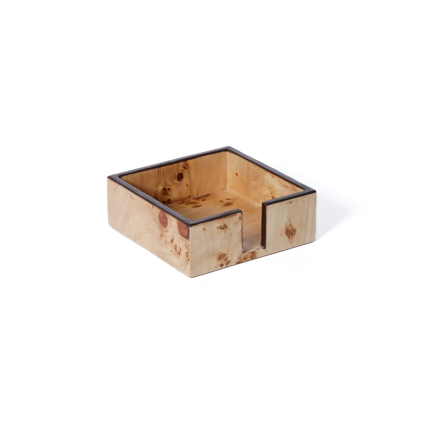 Valberg Burl Veneer Square Cocktail Napkin Holder