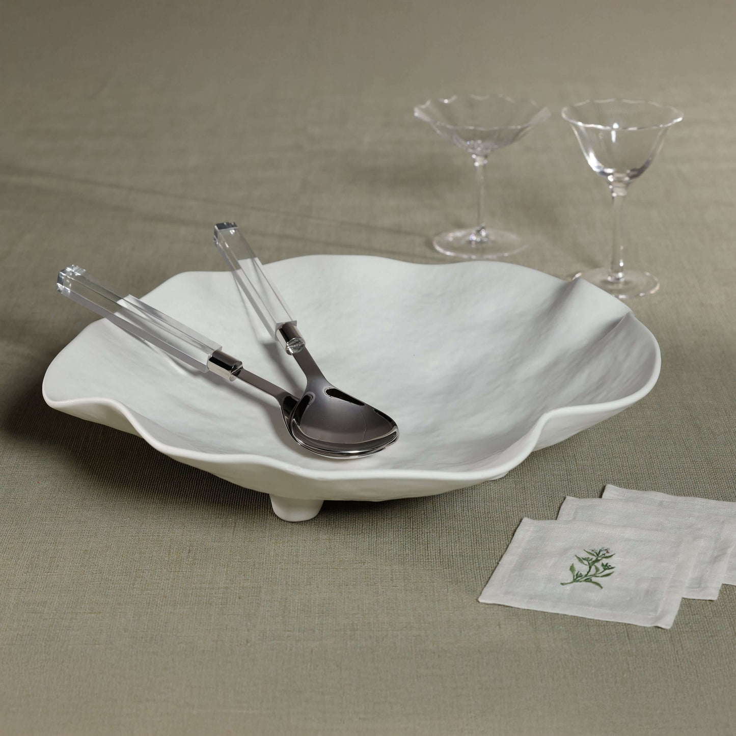 Mougins Salad Server Set with Acrylic Handle