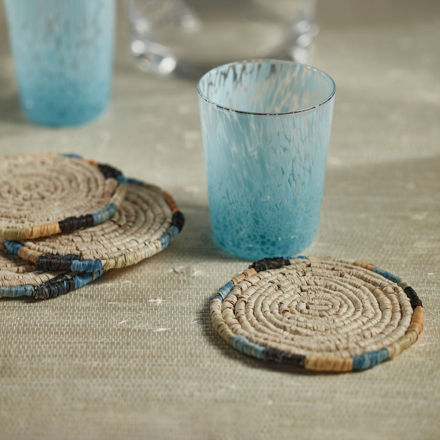 Tropezina Set of 4 Coiled Raffia Coasters - Round