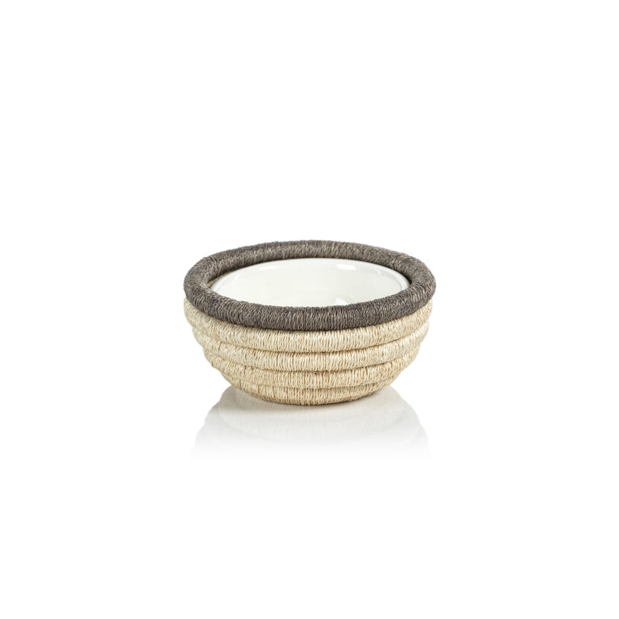Martigues Coiled Abaca Condiment Bowl - Natural & Taupe