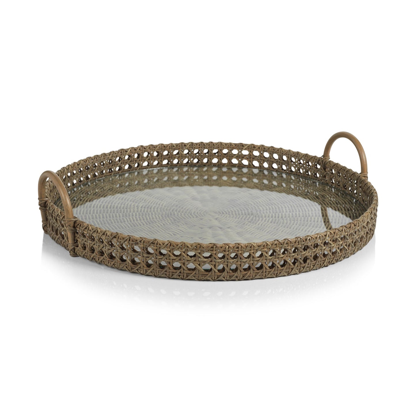 Mayfair Rattan Open Weave Round Tray - Decorative Trays by Carlyle Avenue