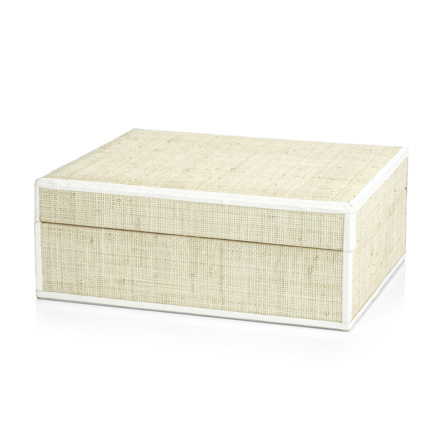 Atelier Natural Fiber Raffia Box with Leather Trim - Boxes by Carlyle Avenue