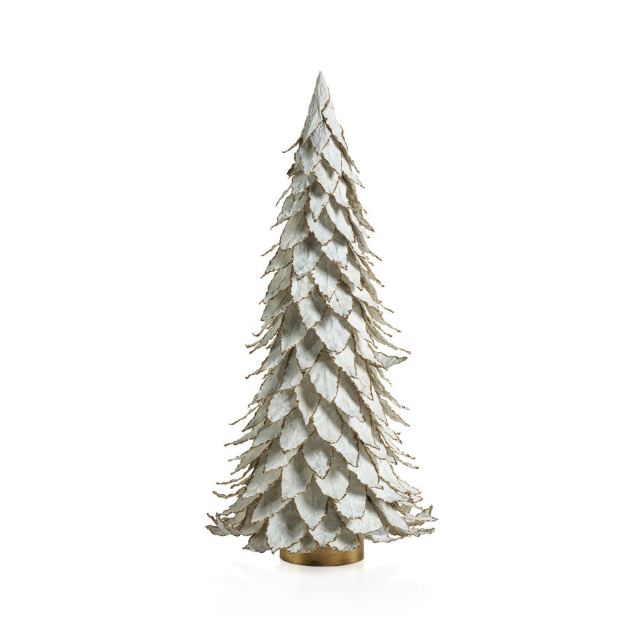 Natural White Leaf Tree with Gold Trim - Christmas Trees by Carlyle Avenue