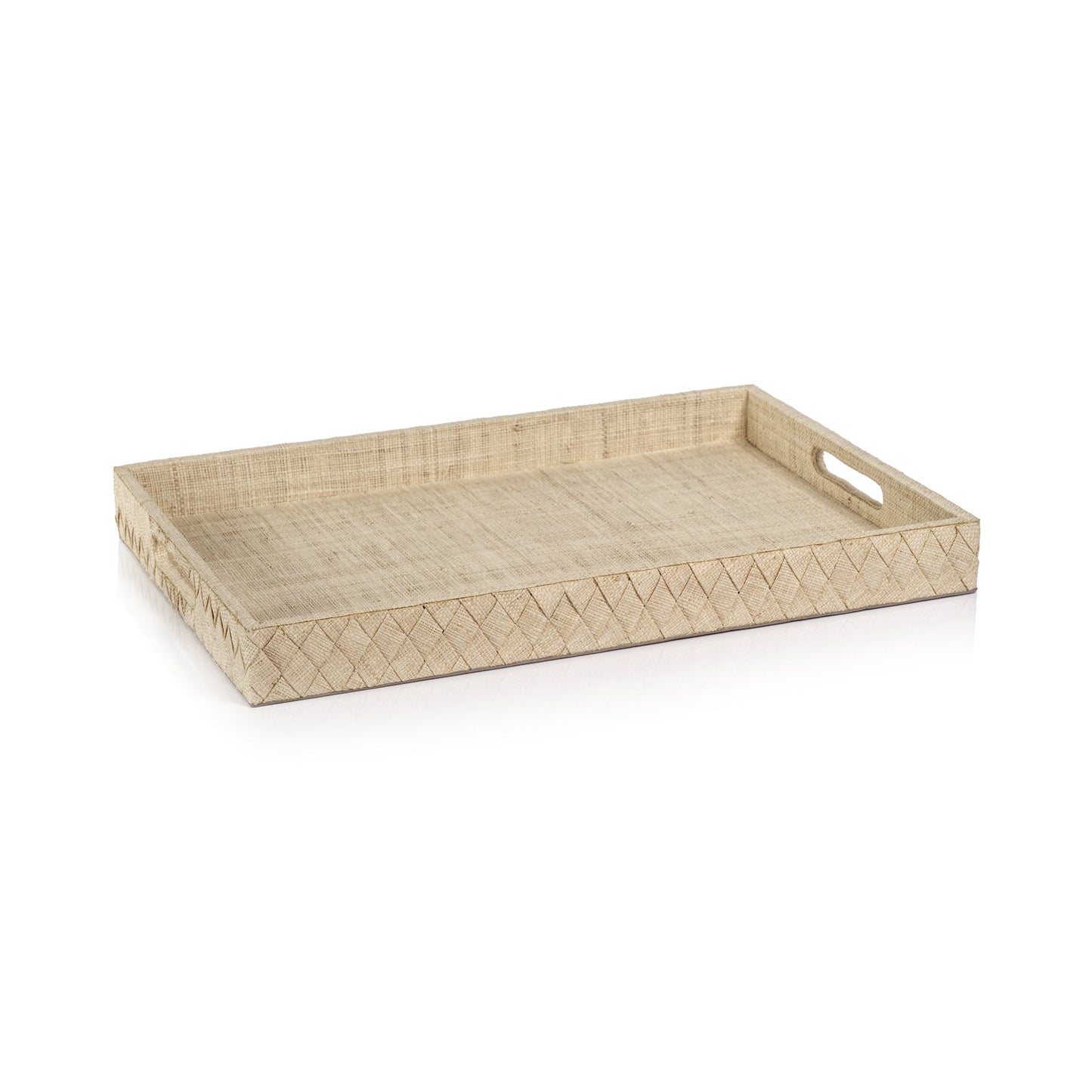 La Bocca Woven Raffia Serving Tray - Natural - Trays by Carlyle Avenue