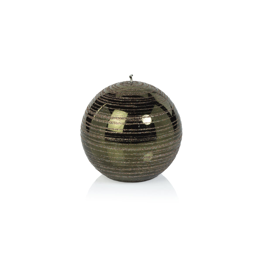 Metallic Ball Candle - Metallic Green & Gold Glitter - Candles by Carlyle Avenue