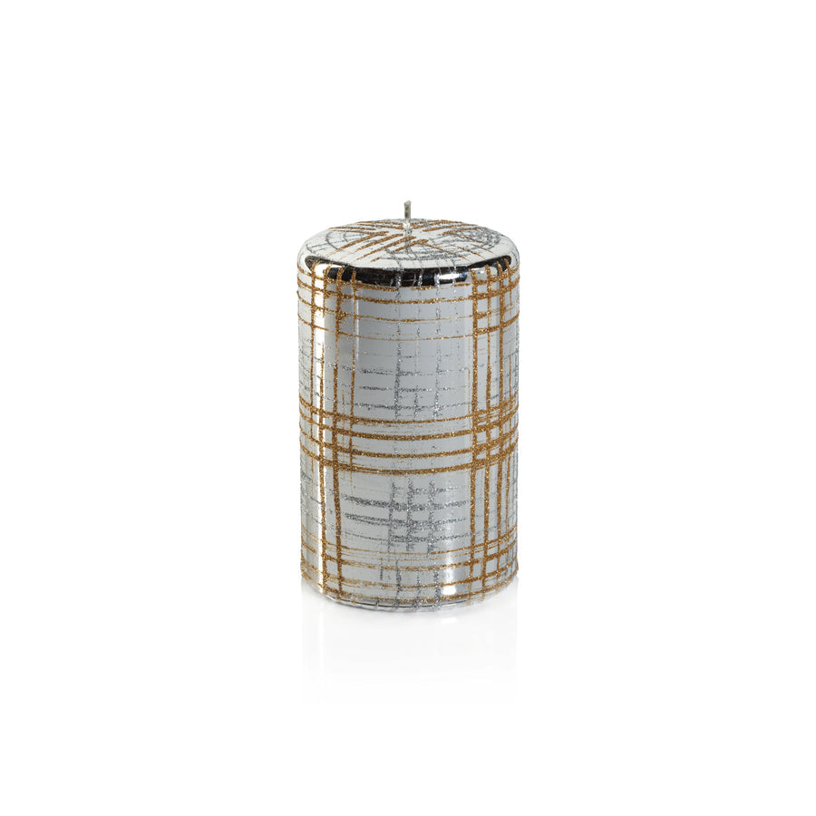 Metallic Pillar Candle - Metallic Silver & Gold Glitter - Candles by Carlyle Avenue