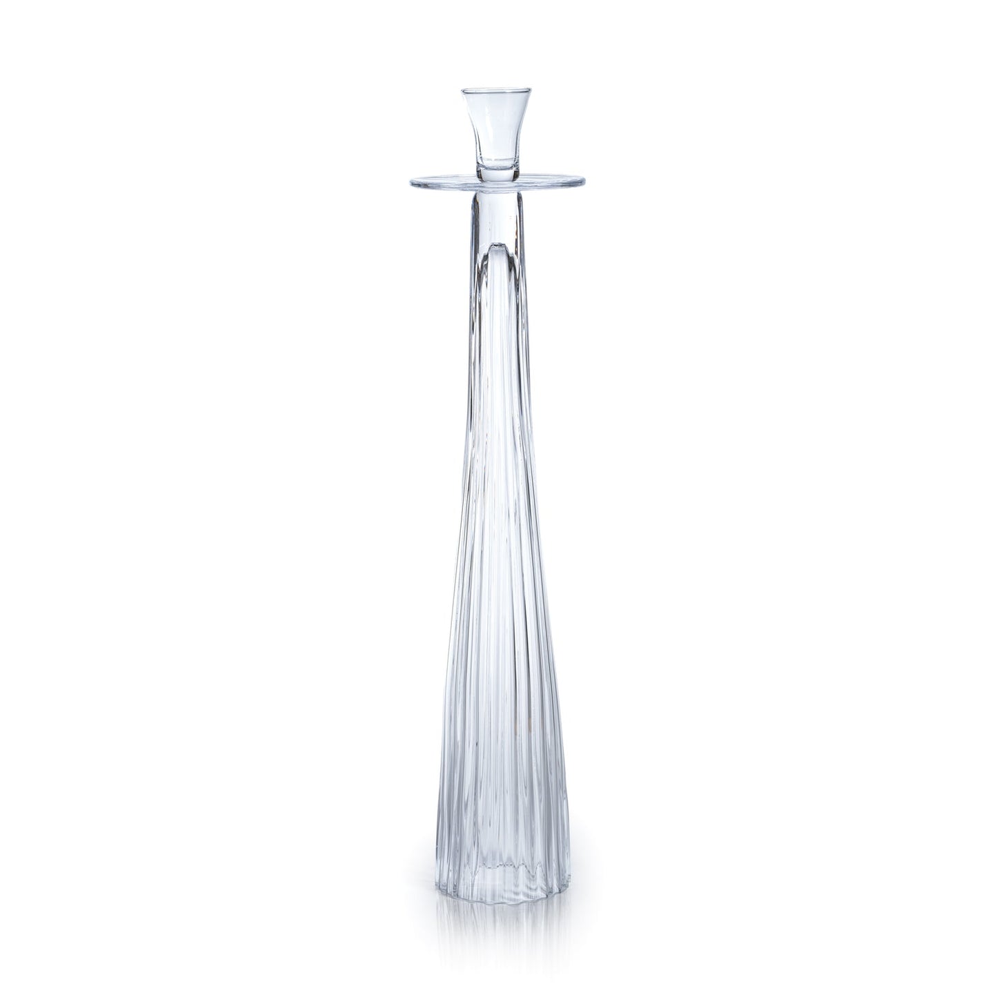 Tall Ribbed Glass Taper Holder - Candle Holders by Carlyle Avenue