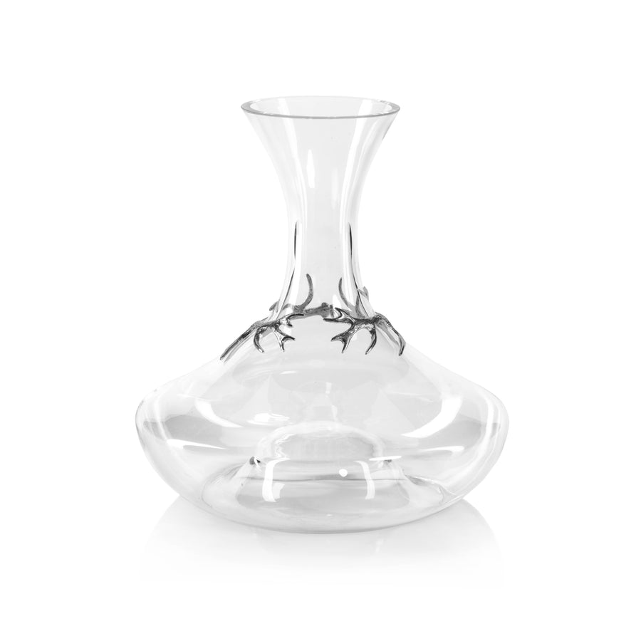 Davos Glass Wine Decanter with Pewter Antler - Barware by Carlyle Avenue