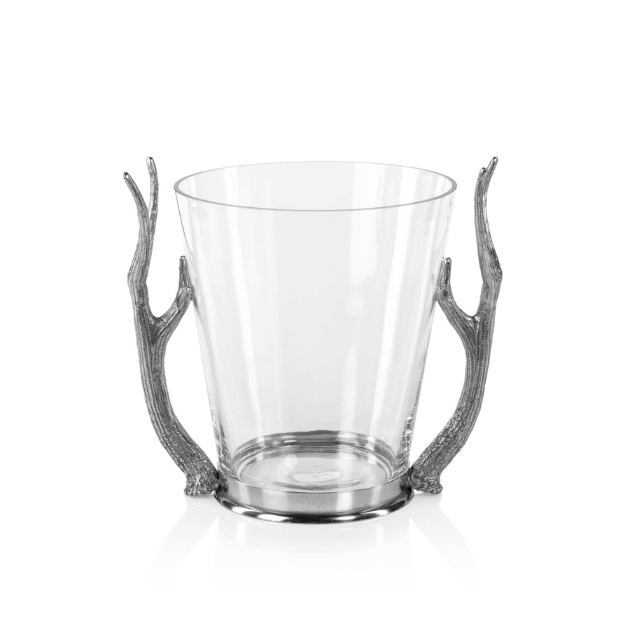 Davos Glass Wine and Champagne Bucket with Pewter Antler Handles - Barware by Carlyle Avenue