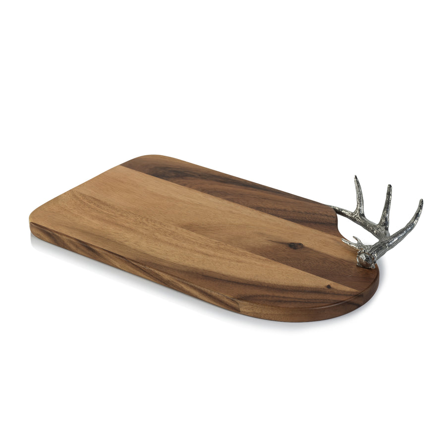 Davos Cheese and Charcuterie Board with Pewter Antler Handle - Serveware by Carlyle Avenue