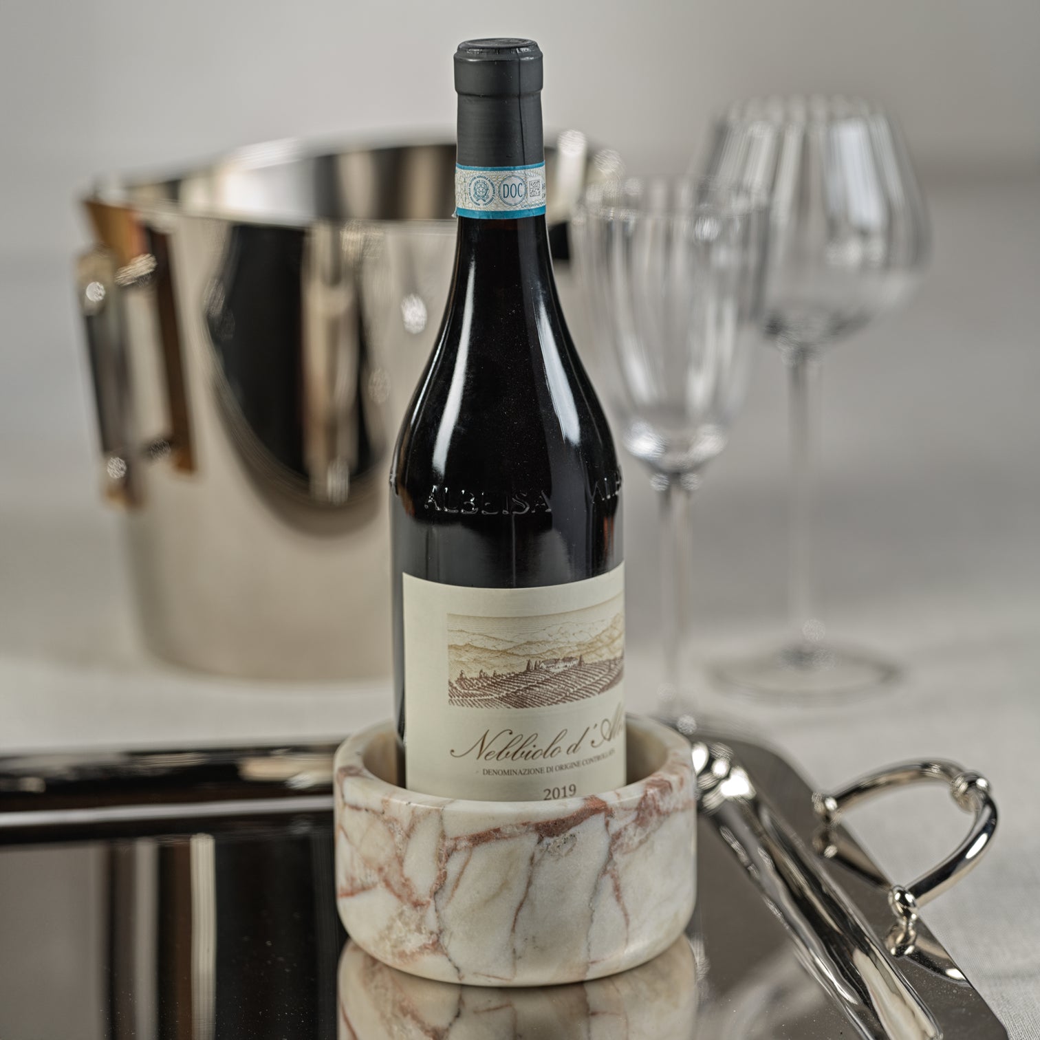 Rosso Verona Matte Marble Bowl / Wine Coaster