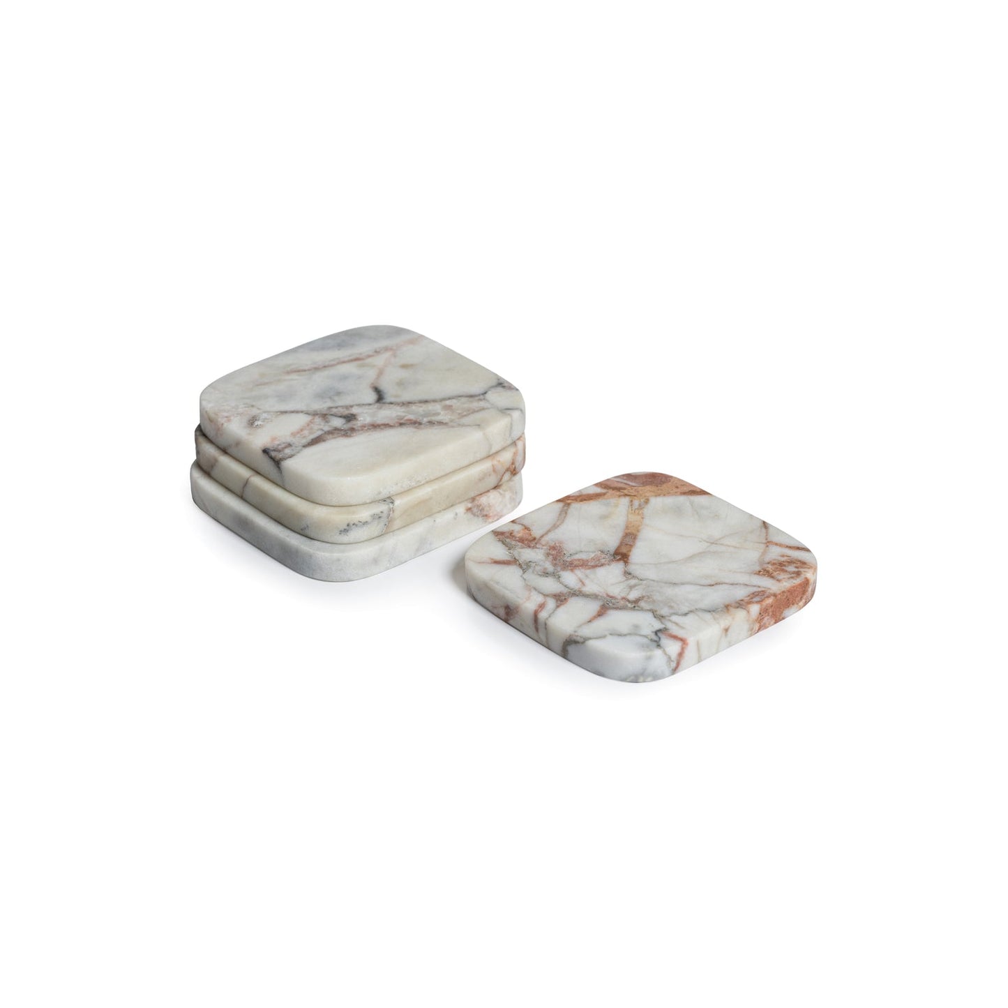 Rosso Verona Matte set of 4 Marble Coasters - Coasters by Carlyle Avenue