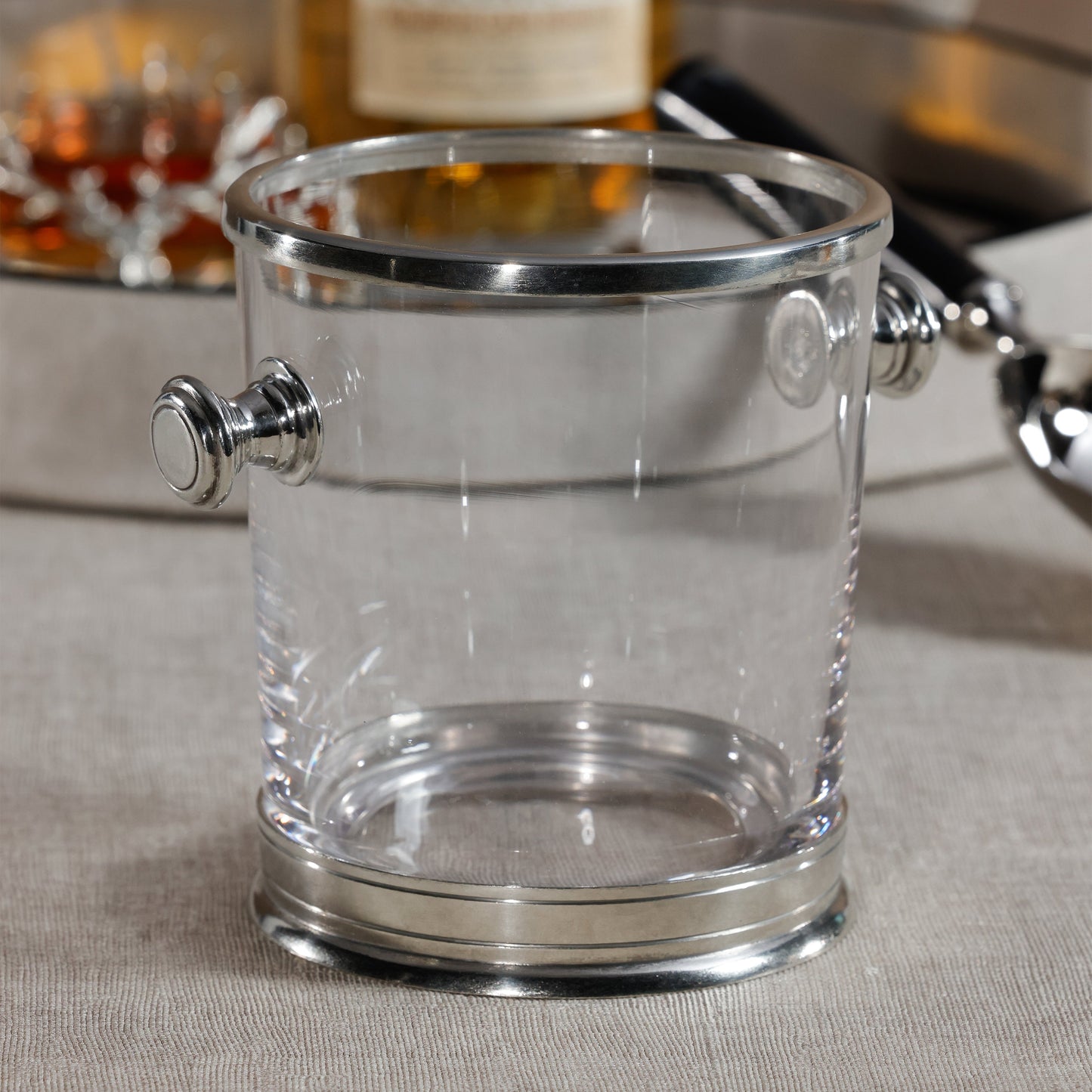 St. Anton Pewter and Glass Ice Bucket with Handles