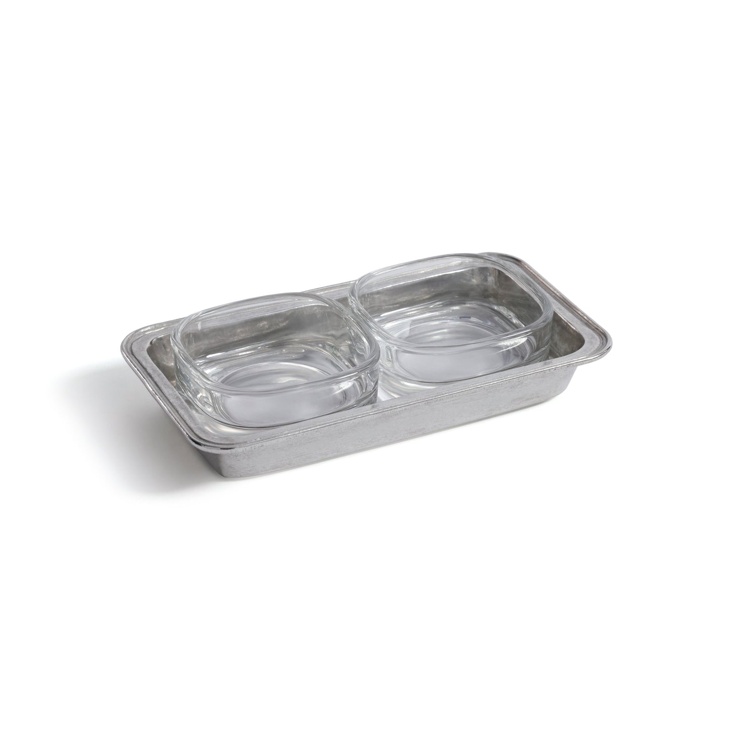 St. Moritz Pewter and Glass Double Condiment Set - Serveware by Carlyle Avenue