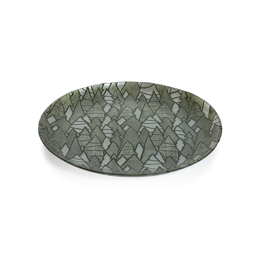 Alpine Tree Glass Platter - Green - Set of 6 - Tableware by Carlyle Avenue