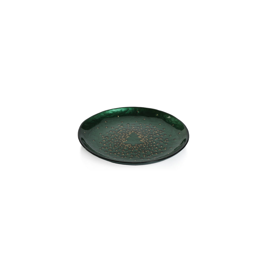 Twinkle Tree Small Glass Plate - Gold & Green - Set of 6 - Tableware by Carlyle Avenue