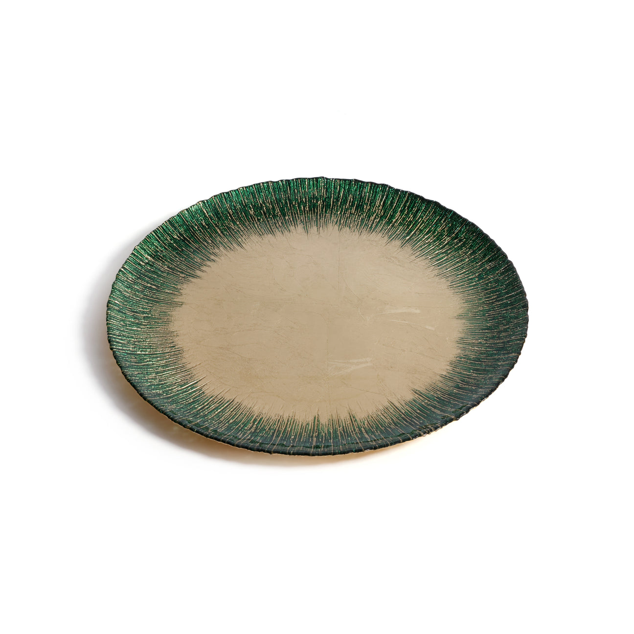 Celestial Rim Glass Dessert Plate - Gold & Green