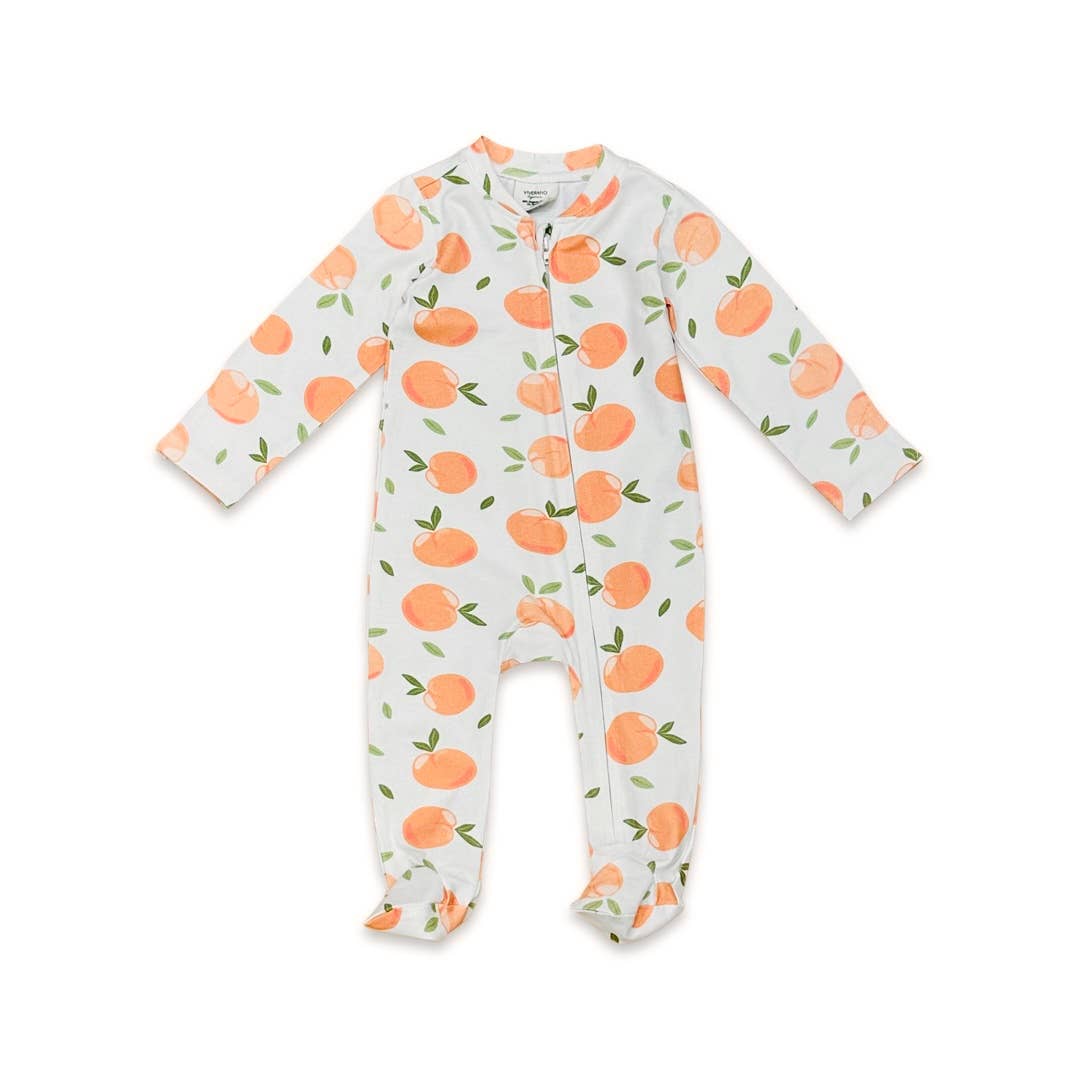 Peaches Zipper Footie Baby Coverall (Organic Jersey) - Kids Clothing by Carlyle Avenue