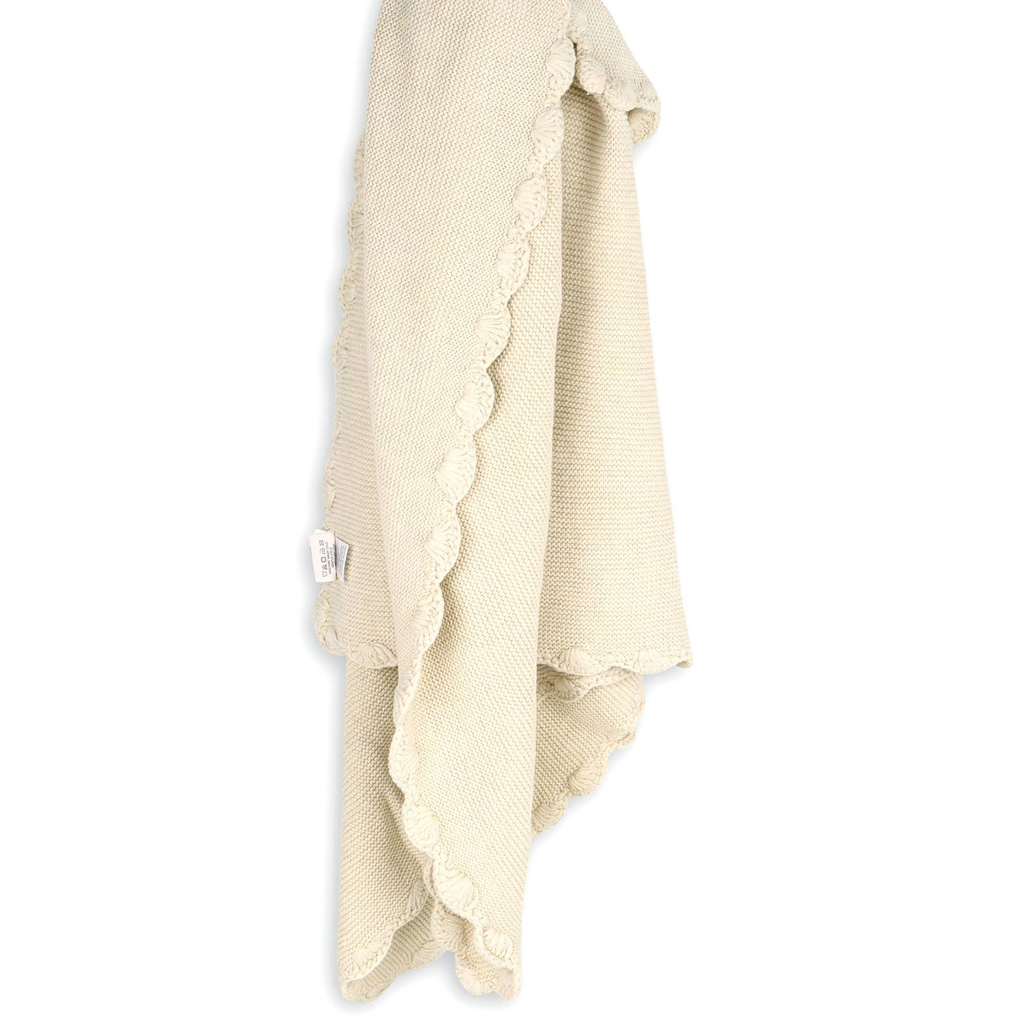 Scallop Edge Classic Knit Baby Blanket + Elephant Rattle SET - Baby Blanket by Carlyle Avenue