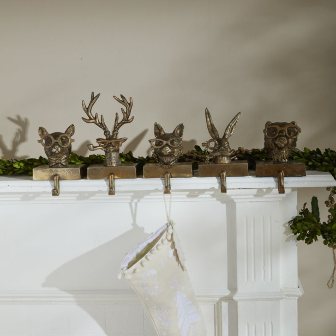 Antique Gold Animal Stocking Holders - Christmas Decor by Carlyle Avenue