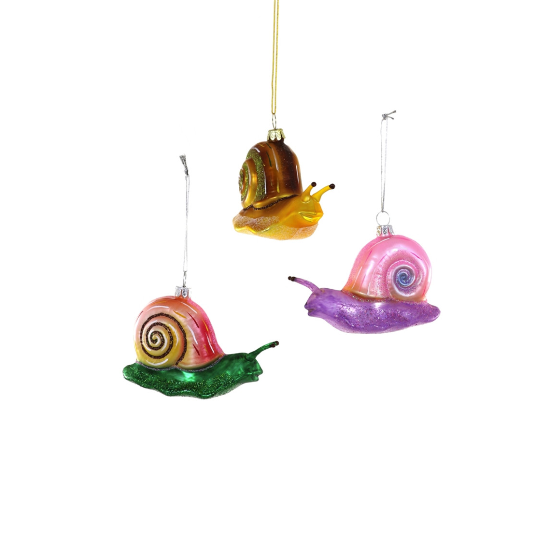 Fern Snail Ornaments - Set of 3 Assorted