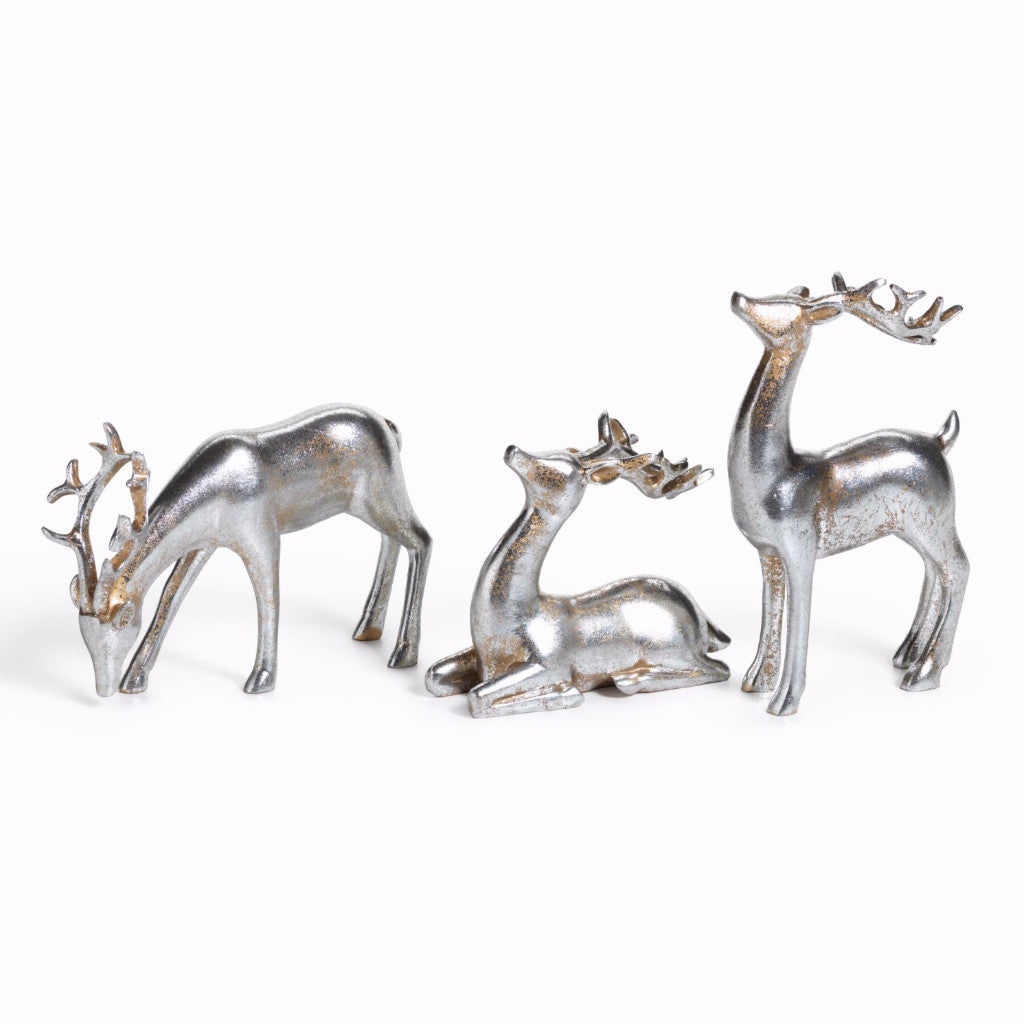 Decorative Silver Reindeer in Assorted Sizes - Set of 3 - Christmas Decor by Carlyle Avenue