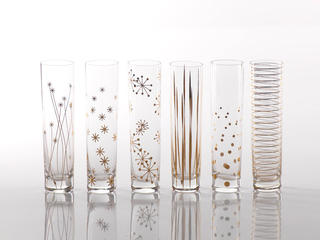 La Fête Golden Champagne Flutes - Set of 6 - Barware by Carlyle Avenue