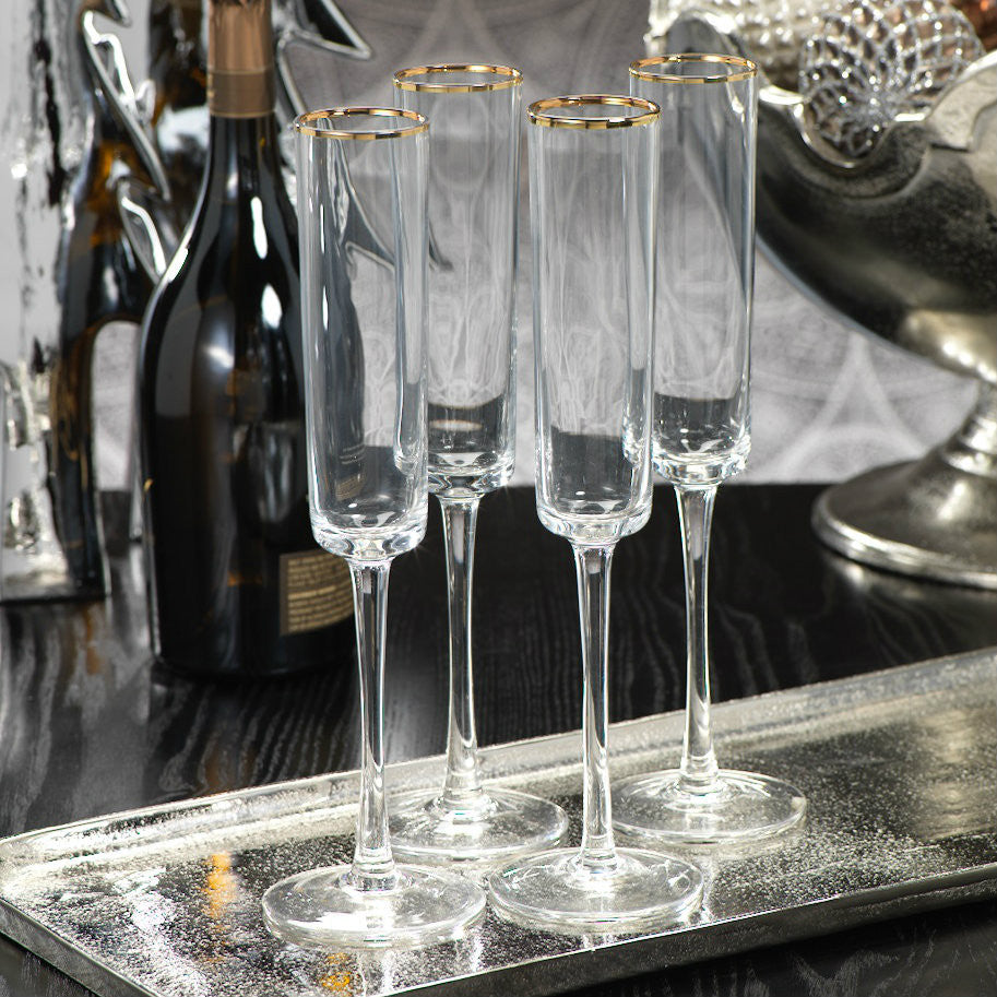 Tall Flutes with Gold Rim - Set of 6 - Stemware by Carlyle Avenue
