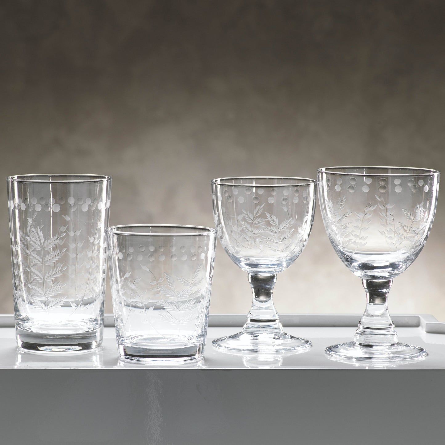 Spring Leaves Glassware - Set of 4 - Drinkware by Carlyle Avenue