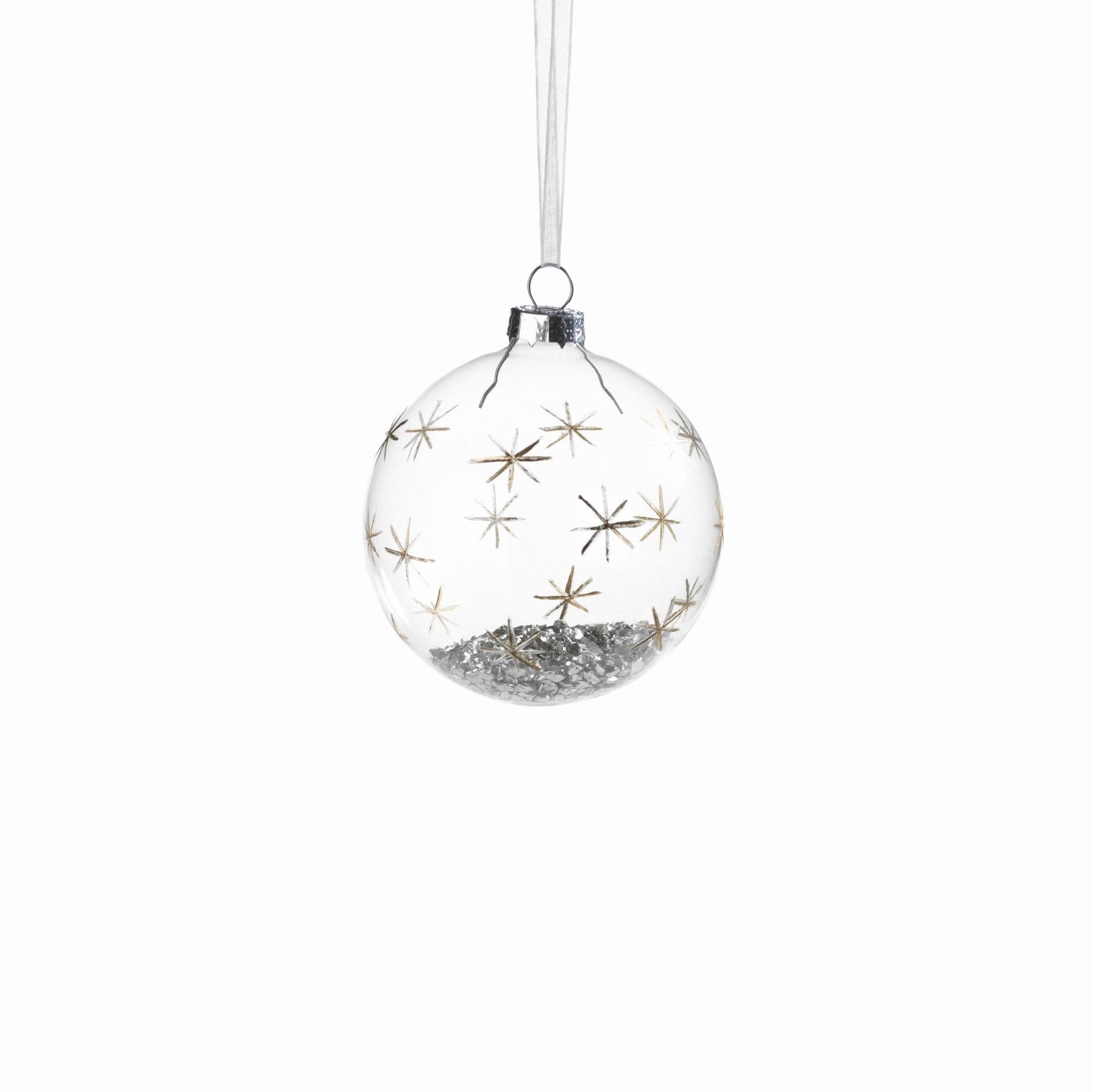 Clear Ball with Silver Confetti and Decor - CARLYLE AVENUE