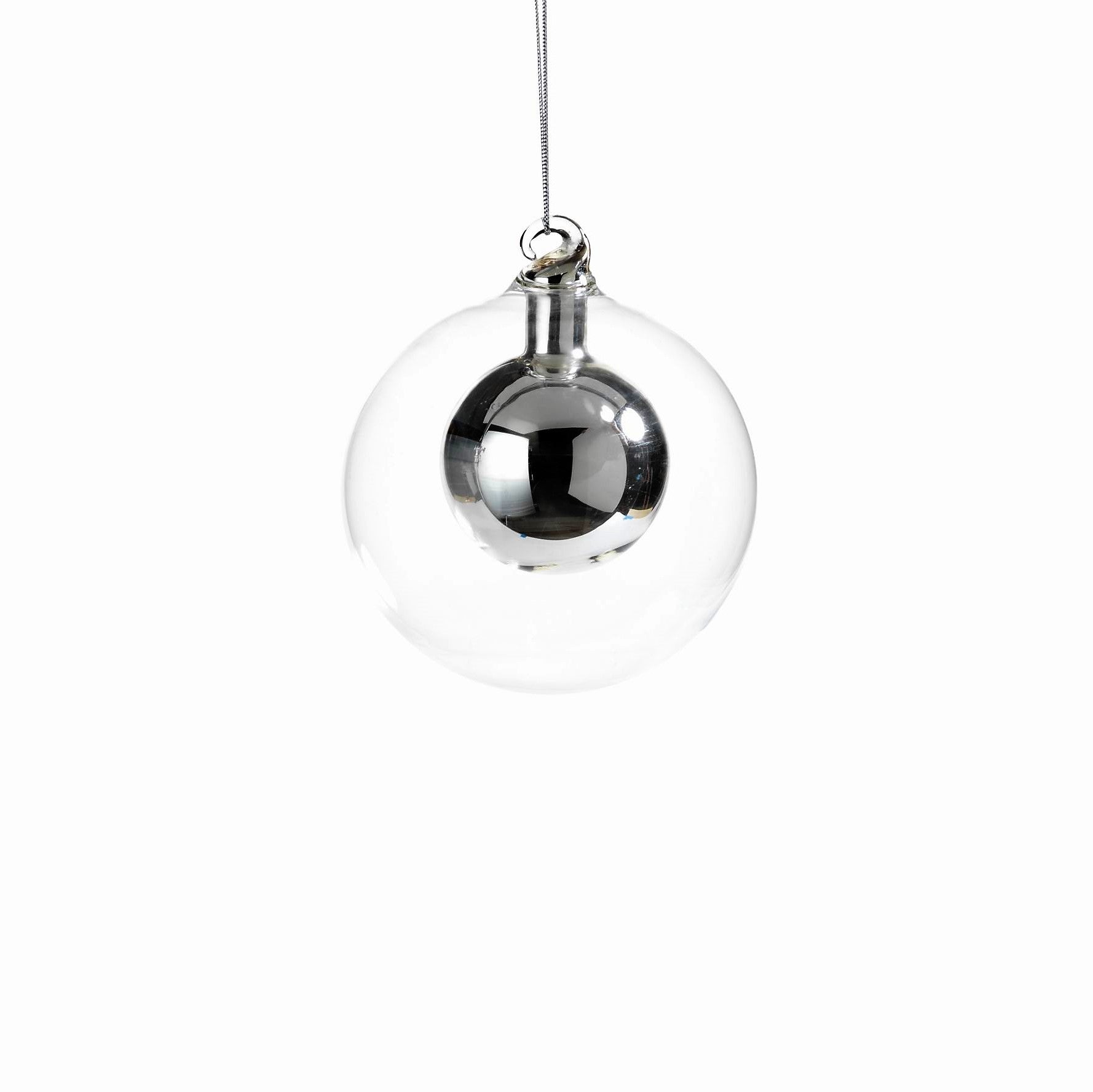 Double Glass Ball Ornament - Silver - CARLYLE AVENUE